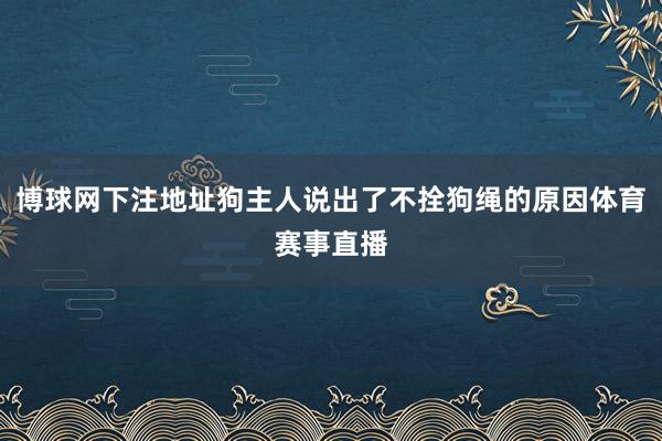 博球网下注地址狗主人说出了不拴狗绳的原因体育赛事直播