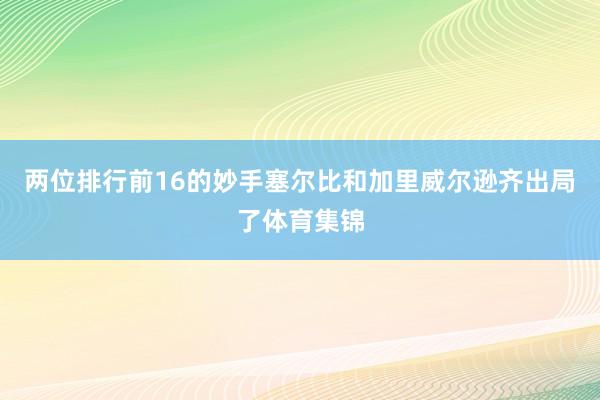 两位排行前16的妙手塞尔比和加里威尔逊齐出局了体育集锦